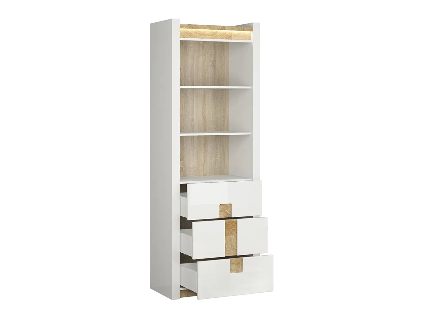 BRW-Regal-alameda-72-cm-z-3-szufladami-i-3-polkami-bialy-polysk-xlargeb-2-VV Regał Alameda 72cm