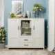 BRW-Witryna-Loksa-160cm-z-3-drzwiami-sosna-andersen-biala-2-VV Witryna Loksa