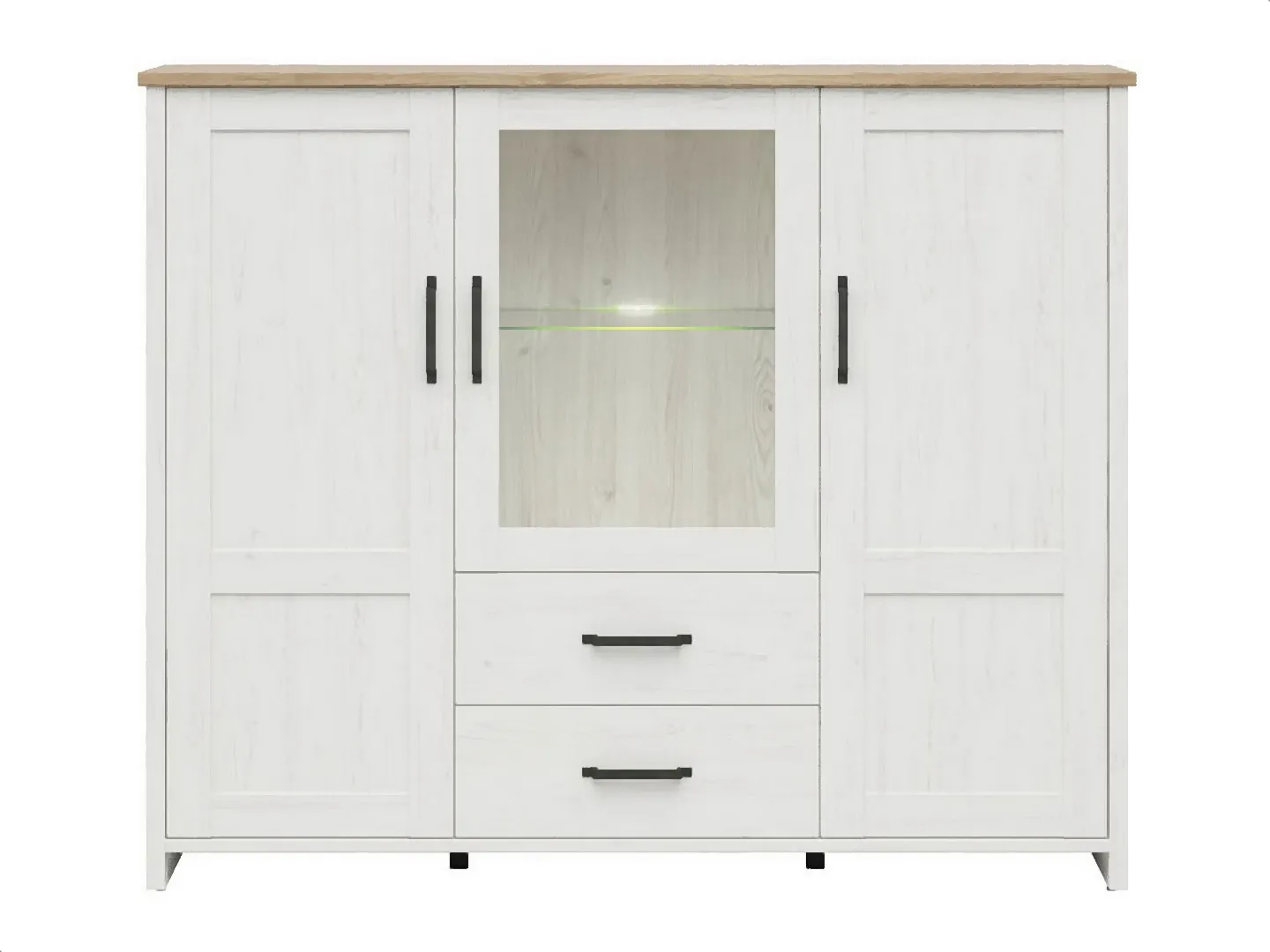 BRW-Witryna-Loksa-160cm-z-3-drzwiami-sosna-andersen-biala-4-VV Witryna Loksa