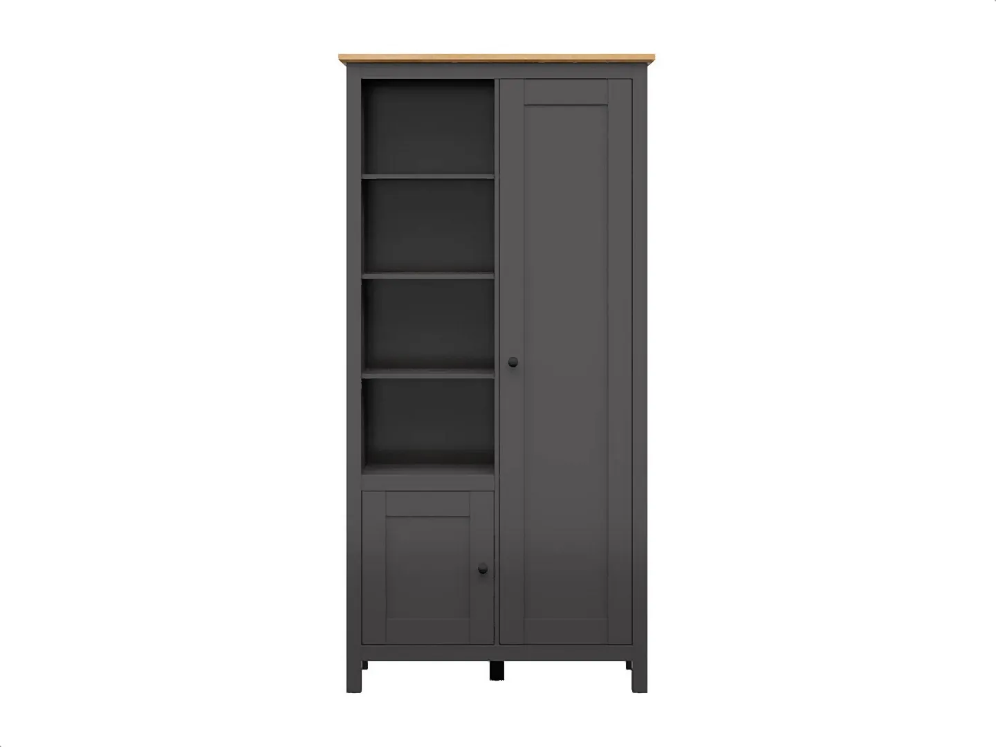 BRW_-_Regal_Hesen_-_106cm_z_2_drzwiami_i__4polkami_-_grafitowy__1-VV Regał Hesen