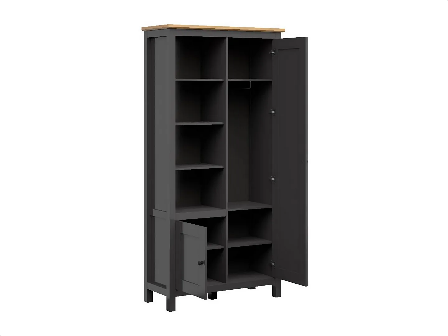 BRW_-_Regal_Hesen_-_106cm_z_2_drzwiami_i__4polkami_-_grafitowy__2-VV Regał Hesen