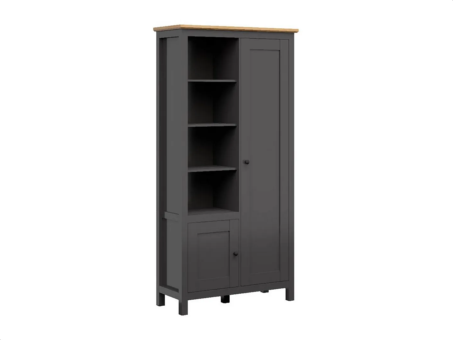BRW_-_Regal_Hesen_-_106cm_z_2_drzwiami_i__4polkami_-_grafitowy__3-VV Regał Hesen