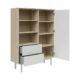 BRW_-_Regal_ema_105_cm_z_drzwiami_2_szufladami_i_polkami_orzech_jackson_hickory_jasny_szary_--VV Regał Ema