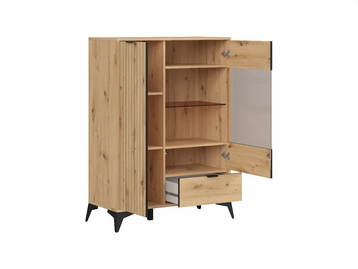 brw-lamea-witryna-90-cm-z-2-drzwiami-i-szuflada-dab-artisan-1440x1080-1-VV Witryna Lamea