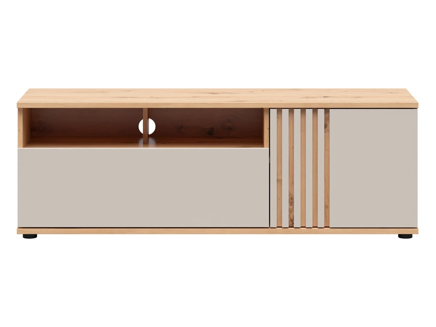 BRW - Szafka RTV Brevas - 135 cm z drzwiami i szuflada - dąb artisan / kaszmir Szafka RTV Brevas