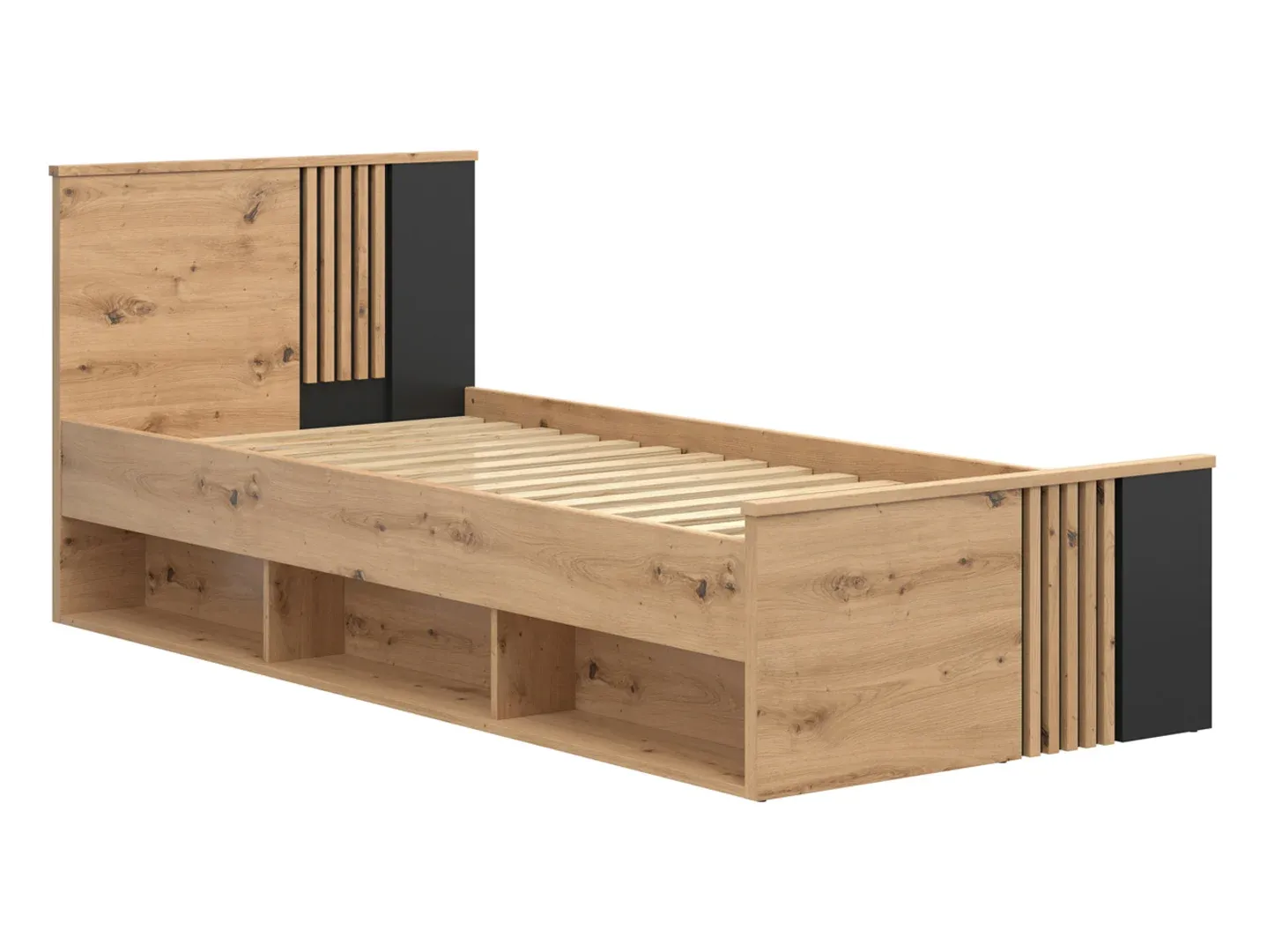BRW-Vabres-lozko-90x200-cm-dab-artisan-czarny- Łóżko Vabres 90